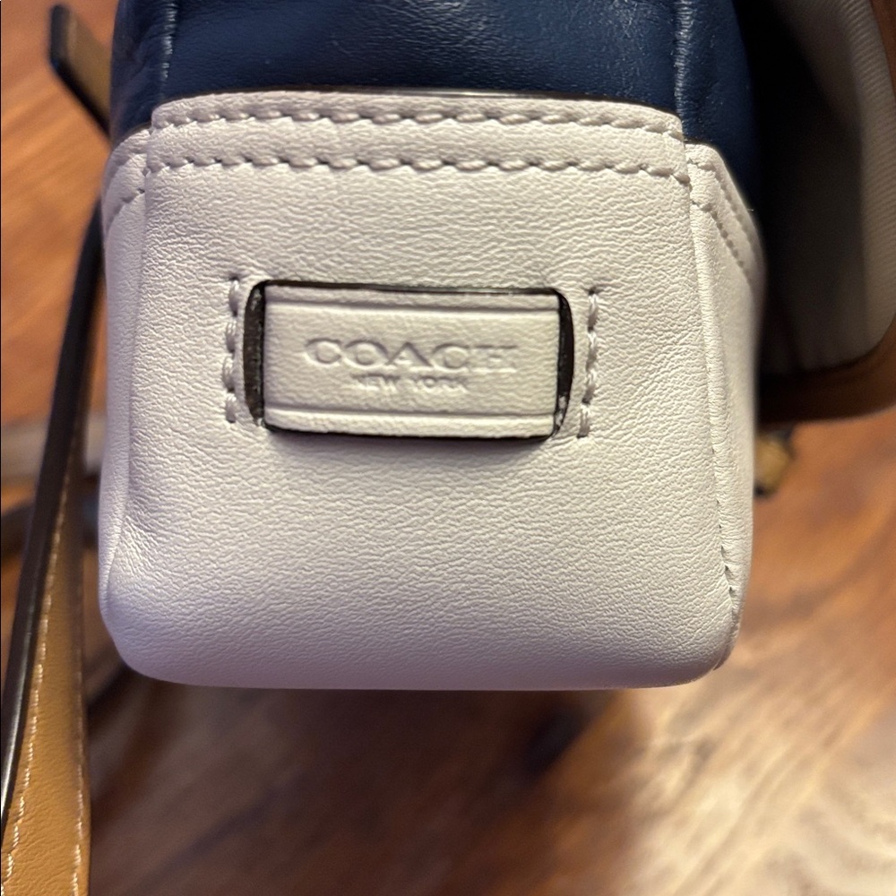Coach Navy, White & Tan Leather Crossbody Bag - Picture 3 of 12